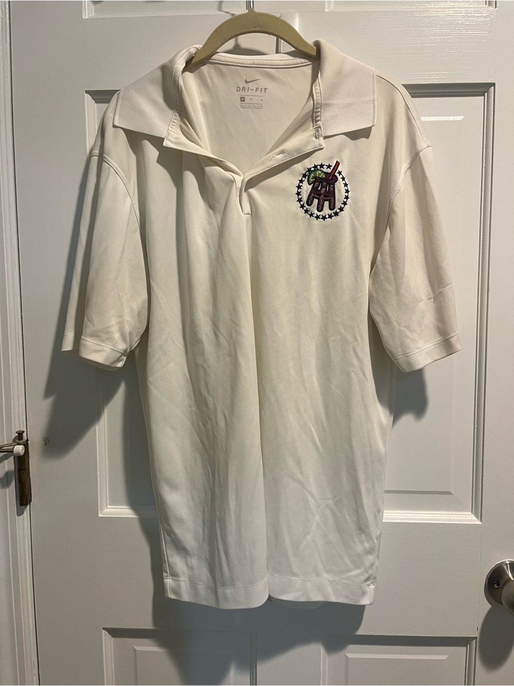 Nike White Dri-FIT Polo with Embroidered Barstool Sports Logo